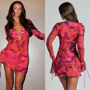 Showpo Vibrant Pink and Orange Mini Dress